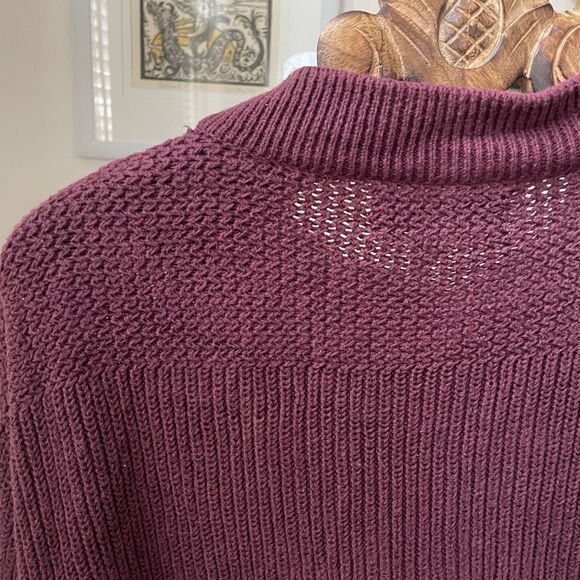 Cabela’s Burgundy Chunky Ribbed Henley Sweater XL - Picture 4 of 9